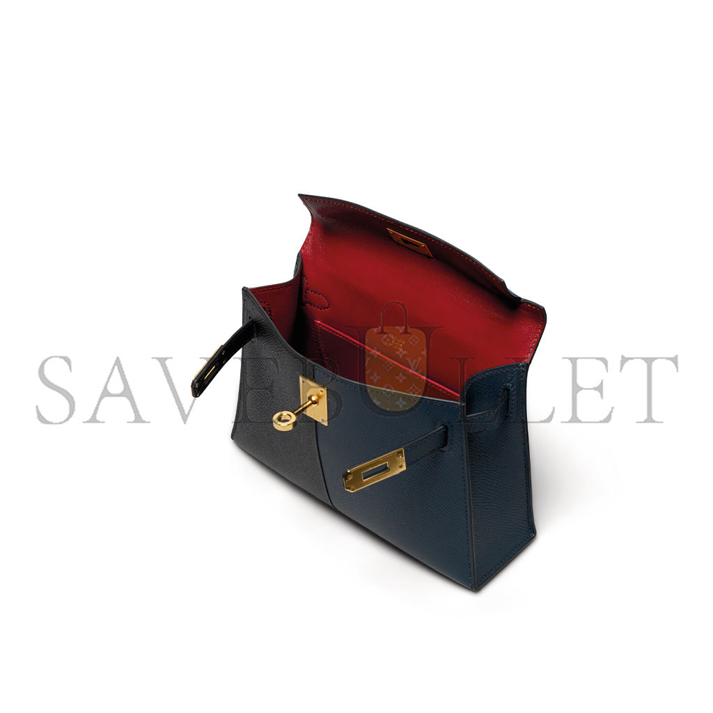 HERMÈS EDITION BLEU INDIGO, BLACK & ROUGE GRENAT EPSOM LEATHER MINI KELLY II WITH GOLD HARDWARE (19*12*5.5cm)